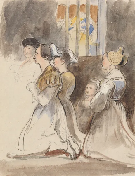 A Group of Women at Mass av Sir David Wilkie