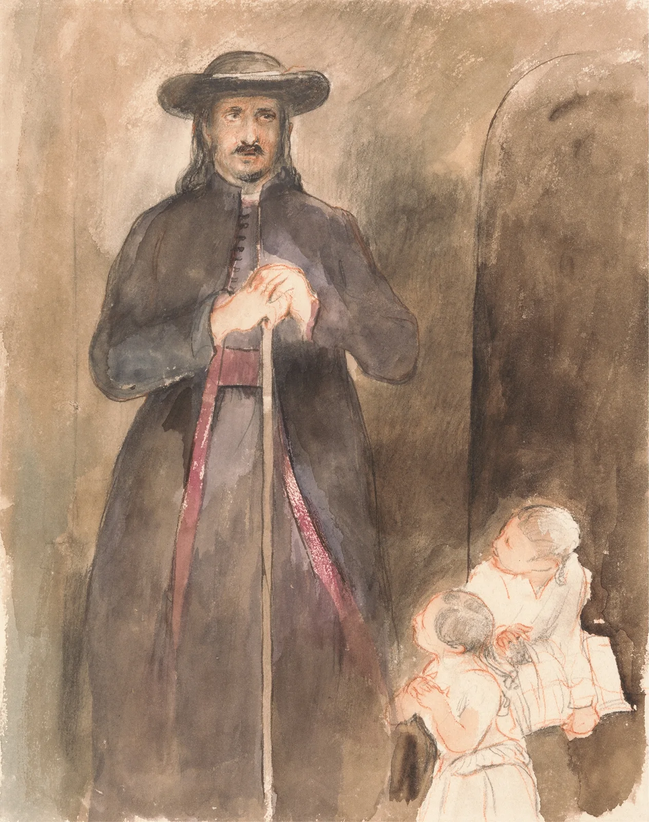 A Priest with Two Children av Sir David Wilkie