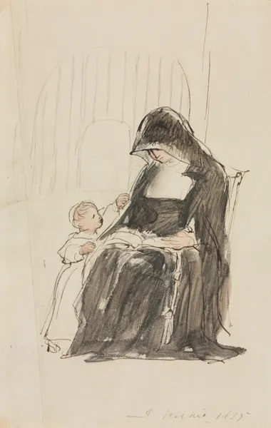 Nun Reading to a Child av Sir David Wilkie