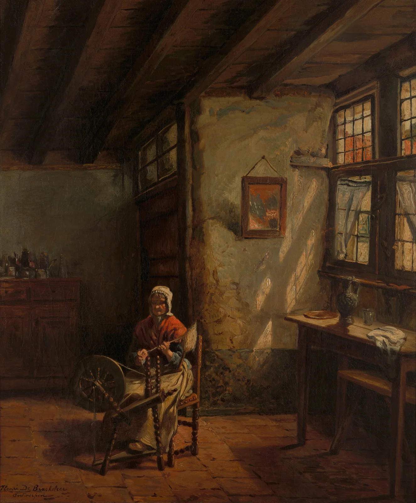 The Spinner av Henri de Braekeleer