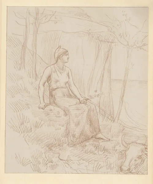 Femme assise dans un paysage av Pierre Puvis de Chavannes