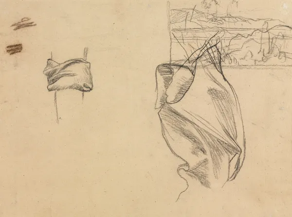 Studies of Drapery and Study of a Landscape (verso) av Pierre Puvis de Chavannes