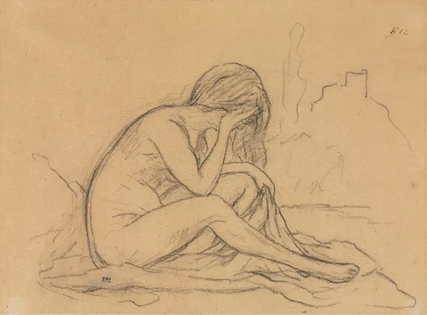 Study of a Female Nude (possibly for an unrealized allegorical painting) (recto) av Pierre Puvis de Chavannes