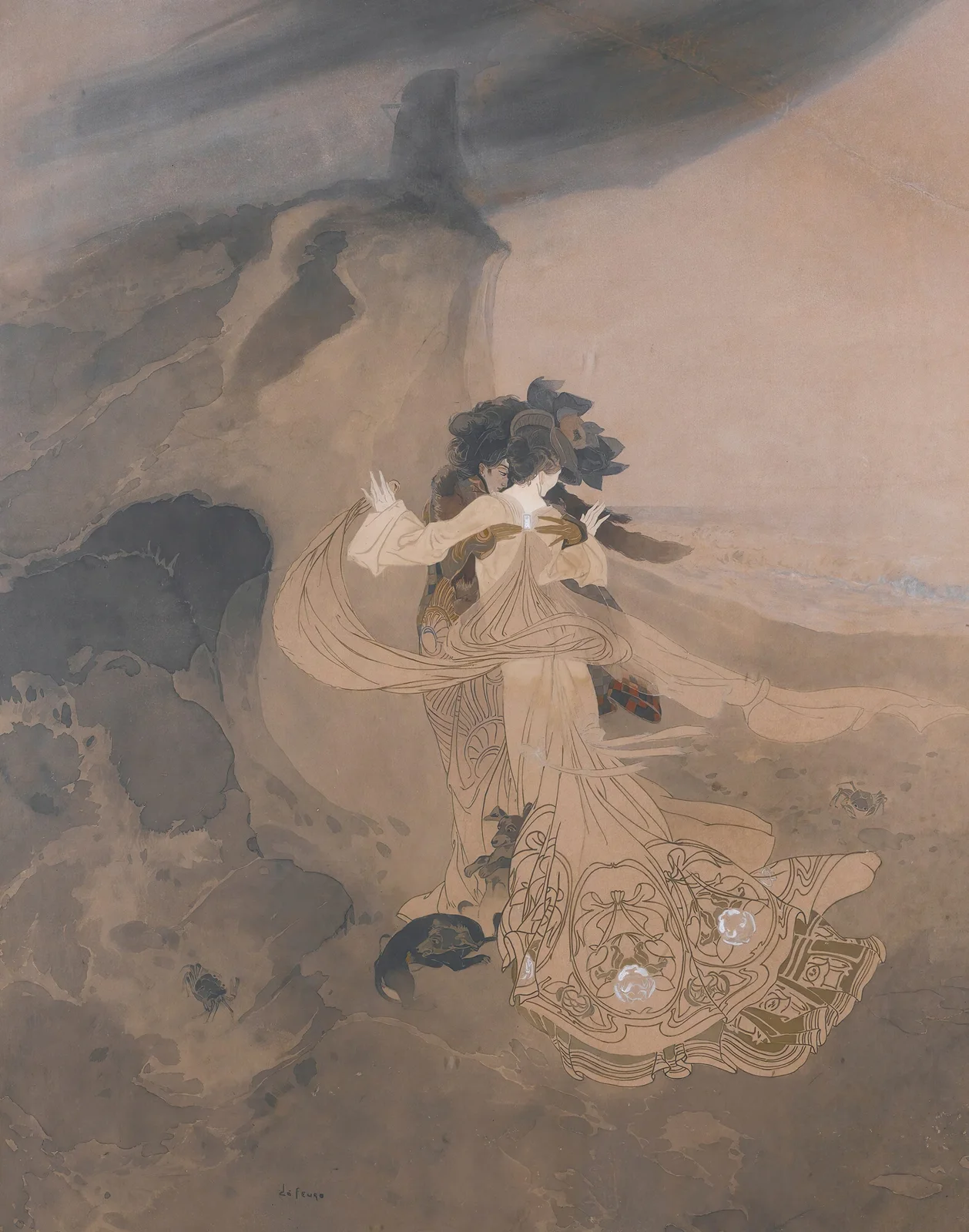 Elegantes Sur La Plage av Georges de Feure
