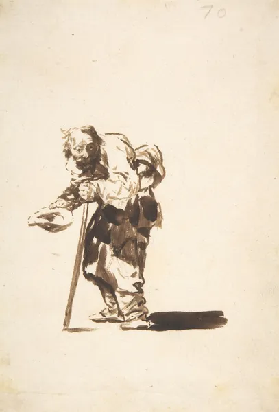 Beggar with a staff in his left hand av Francisco de Goya