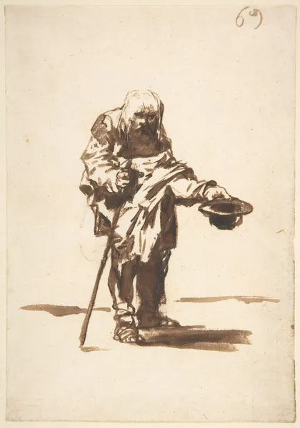 Beggar with a staff in his right hand av Francisco de Goya