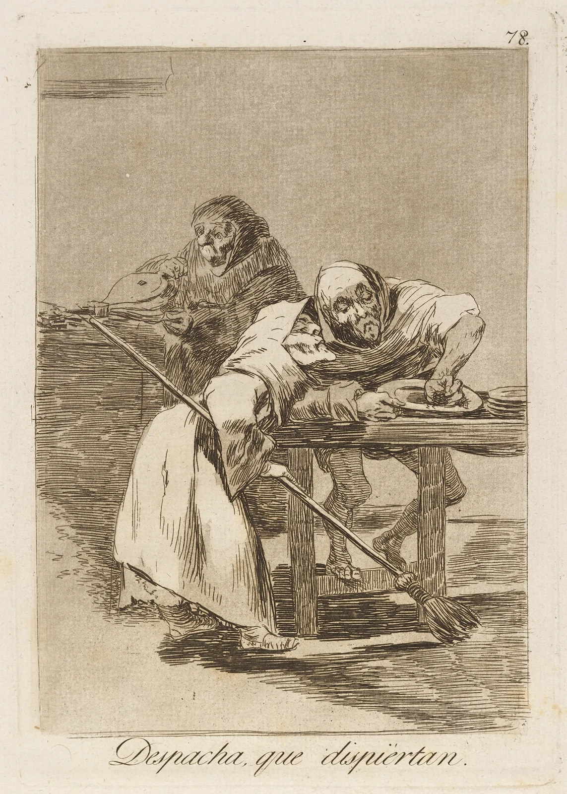 Despacha, que dispiértan. (Be quick, they are waking up.) av Francisco de Goya