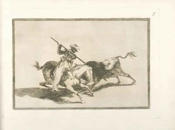 El animoso moro Gazul es el primero que lanceó toros en regla av Francisco de Goya