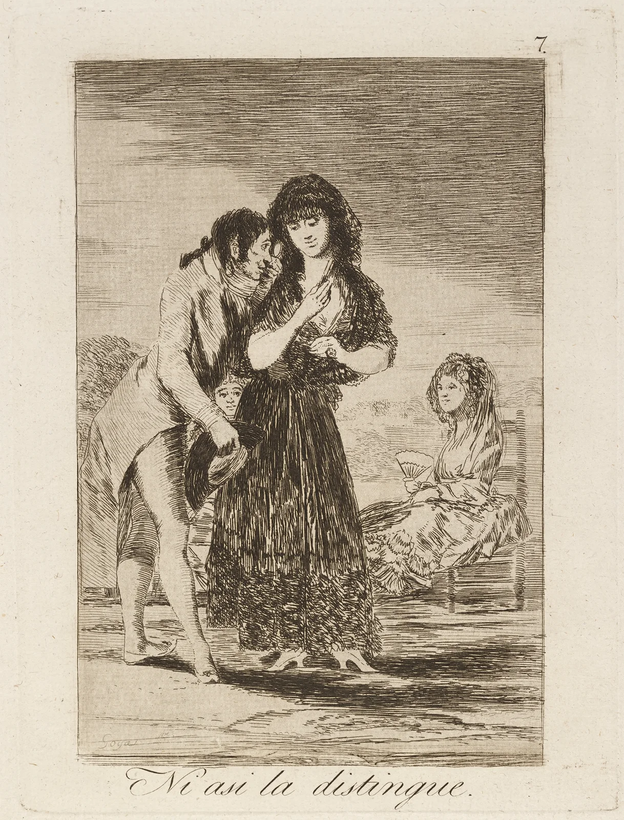 Ni asi la distingue. (Even thus he cannot make her out.) av Francisco de Goya