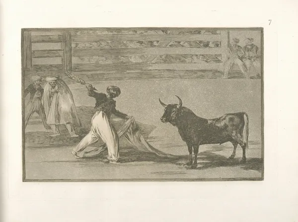 Origen de los arpones ó banderillas av Francisco de Goya