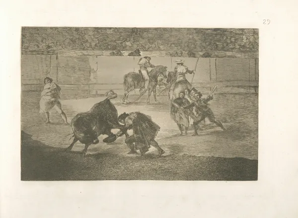 Pepe Illo haciendo el recorte al toro av Francisco de Goya