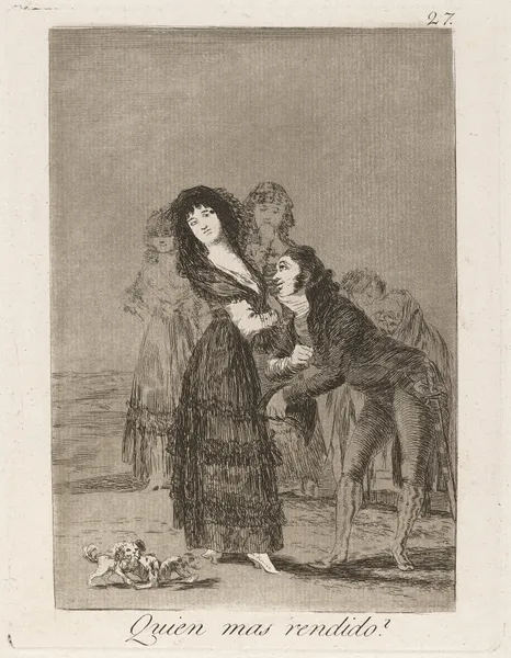 Quien mas rendido (Which of them is the more overcome) av Francisco de Goya