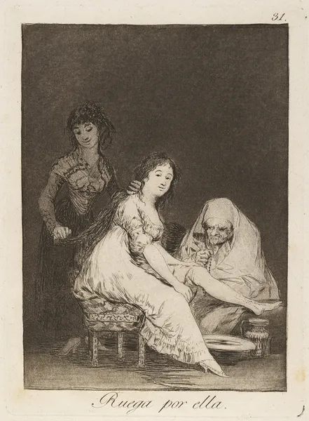 Ruega por ella. (She prays for her.) av Francisco de Goya