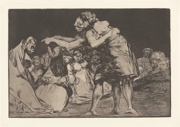 She Who Is Ill Wed Never Misses a Chance to Say So [Disorderly Folly] (La Que Mal Marida Nunca le Falta Que Diga [Disparate Disordenado] [Disparate Matrimonial]) av Francisco de Goya