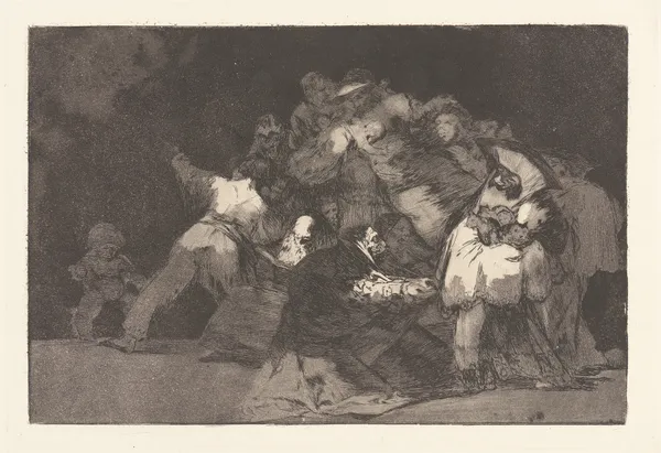 The Claws of a Cat and the Dress of a Devotee-Similar to Vice Is Often Clothed in Virtue’s Habit [General Folly] (Unas de Gato y Habito de Beato [Disparate General]) av Francisco de Goya