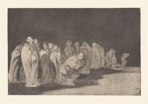 There Is Something beneath the Sackcloth, i.e. You Can’t Judge a Man by His Clothes [The Men in Sacks] (So El Sayal, Hay Al [Los Enscacados]) av Francisco de Goya