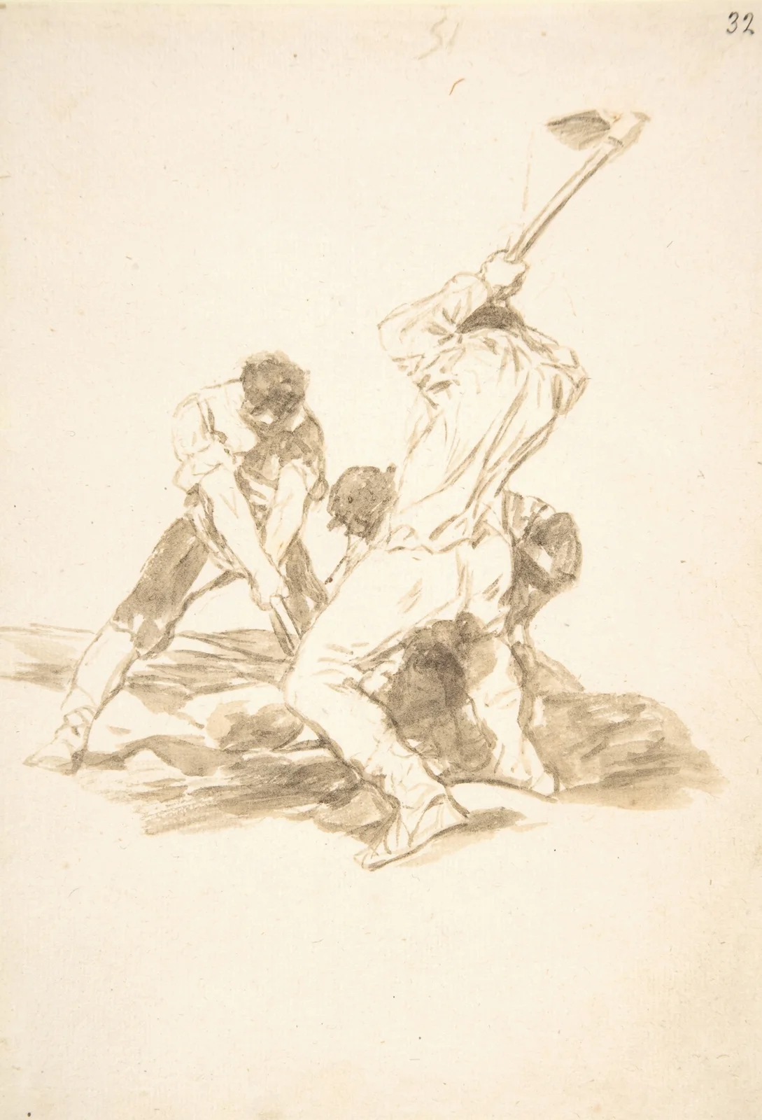 Three men digging av Francisco de Goya