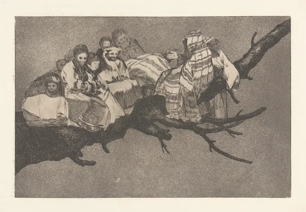 To Go amongst the Branches, i.e. To Talk through One’s Hat [Ridiculous Folly] (Andarse por las Ramas [Disparate Ridiculo]) av Francisco de Goya