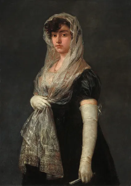 Young Lady Wearing a Mantilla and Basquina av Francisco de Goya