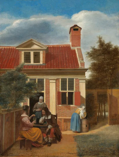 Figures in a Courtyard behind a House av Pieter De Hooch