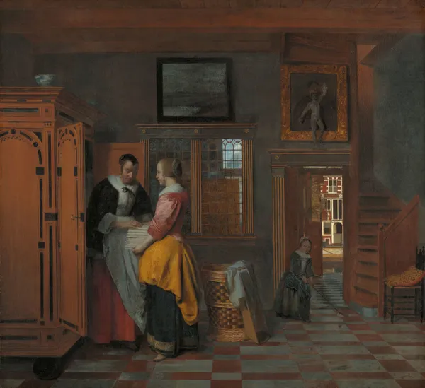 Interior with Women beside a Linen Cupboard av Pieter De Hooch