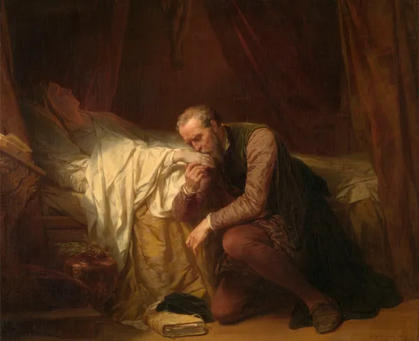 The Artist Michelangelo at the Deathbed of Vittoria Colonna av Nicaise De Keyser