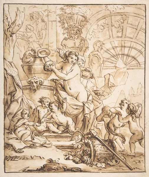 Bacchanalian Scene with Nymphs and Putti av Gerard de Lairesse