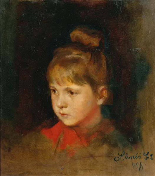 A Blonde Girl with red bow av Philip Alexius de László