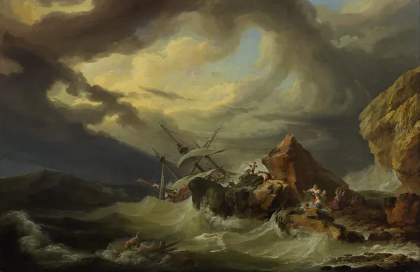A shipwreck off a rocky coast av Philip James de Loutherbourg
