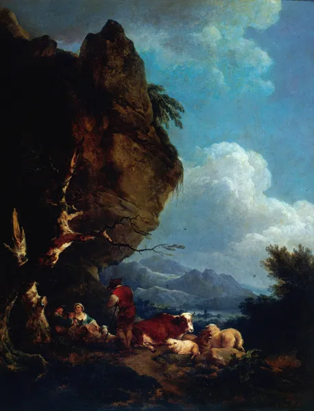Paysage animé de bergers av Philip James de Loutherbourg