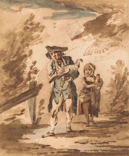 Rustics with Poultry Returning from Market av Philip James de Loutherbourg