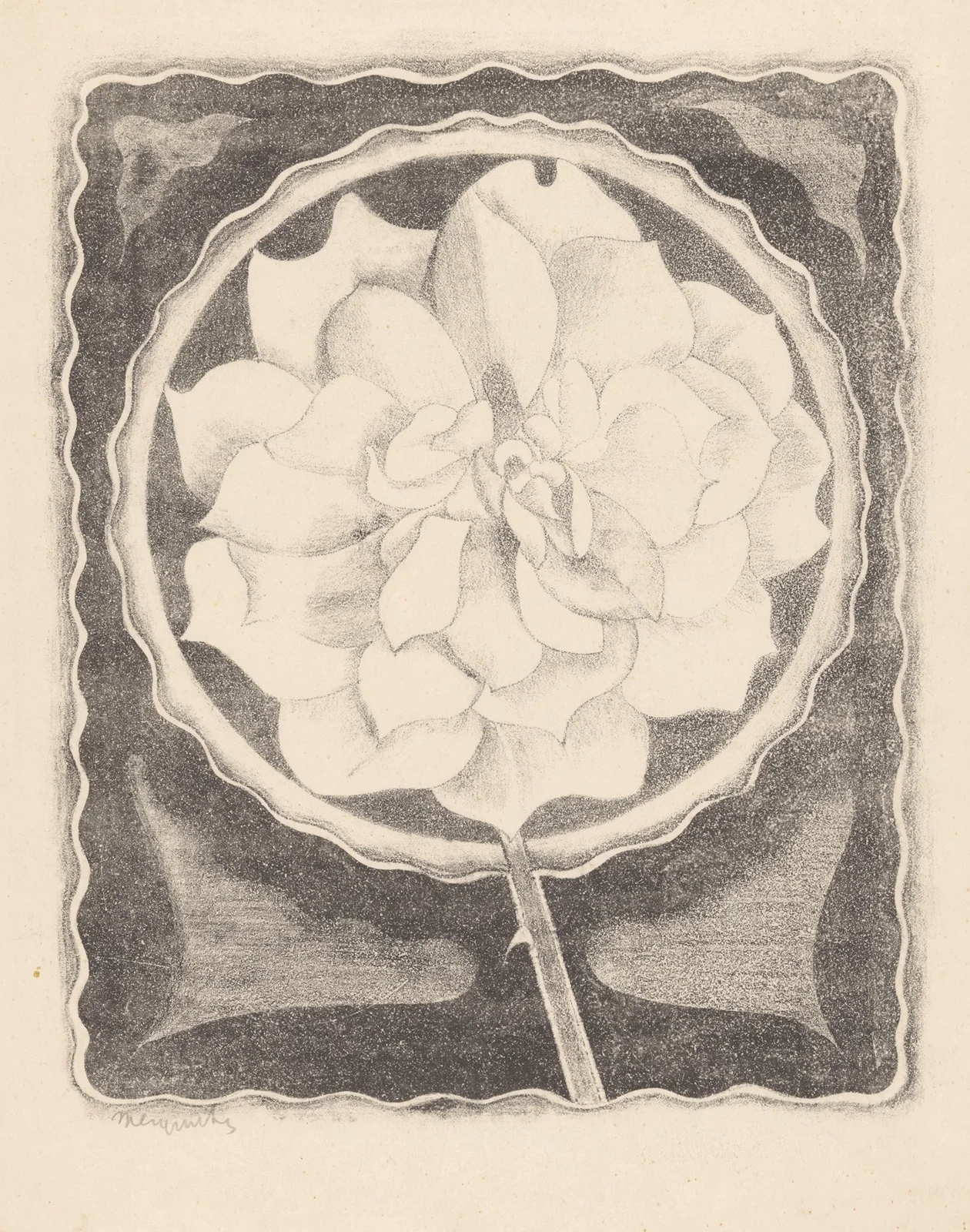 Roos (in cirkel, met golvende rand) av Samuel Jessurun de Mesquita
