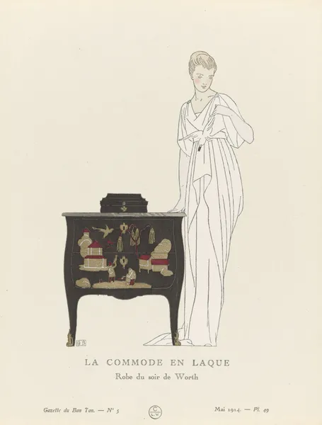 La Commode en Laque. Robe du soir de Worth, 1914 – nr 1 av Bernard Boutet de Monvel