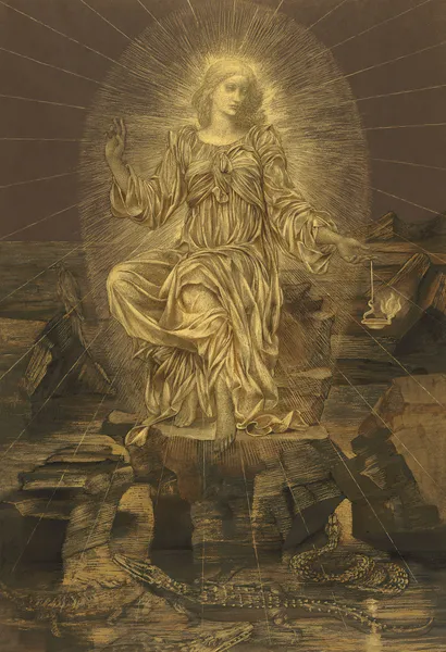 The light shineth in the darkness and the darkness comprehended it not av Evelyn De Morgan
