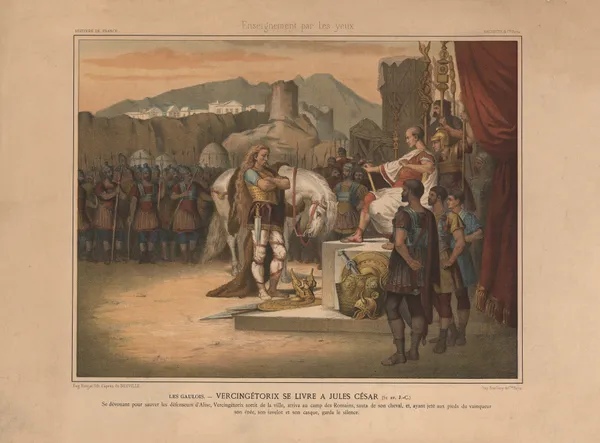 The Gauls – Vercingetorix surrenders to Julius Caesar. (51 BC) av Alphonse Marie de Neuville