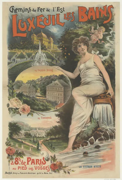 Chemins de fer de l’Est. Luxeuil les Bains, à 8h. de Paris au pied des Vosges av Pal (Jean de Paleologue)