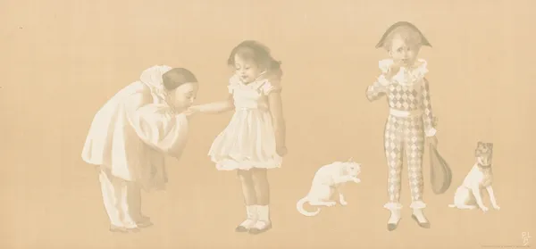 Clown kissing girls hand av Pal (Jean de Paleologue)