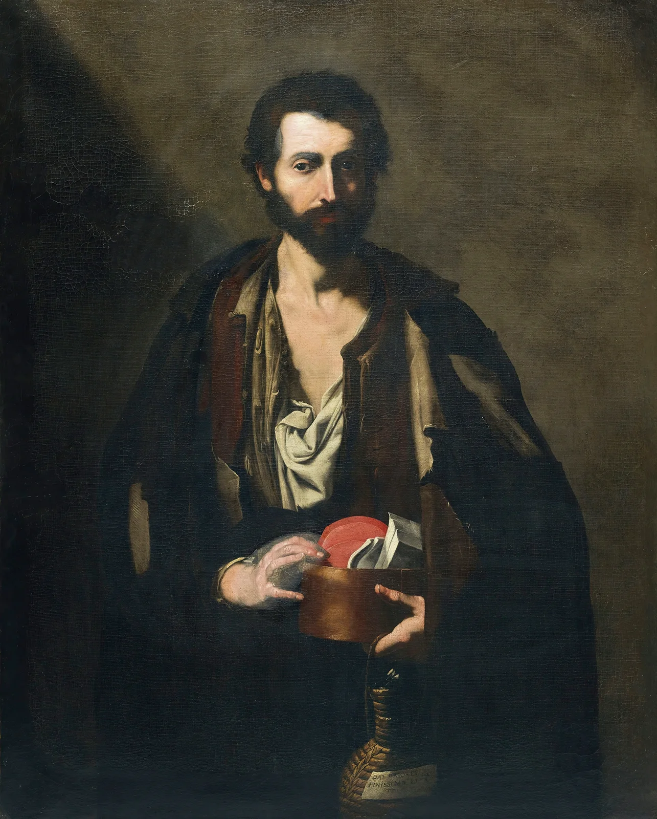 A philosopher with a wine flask av Jusepe de Ribera