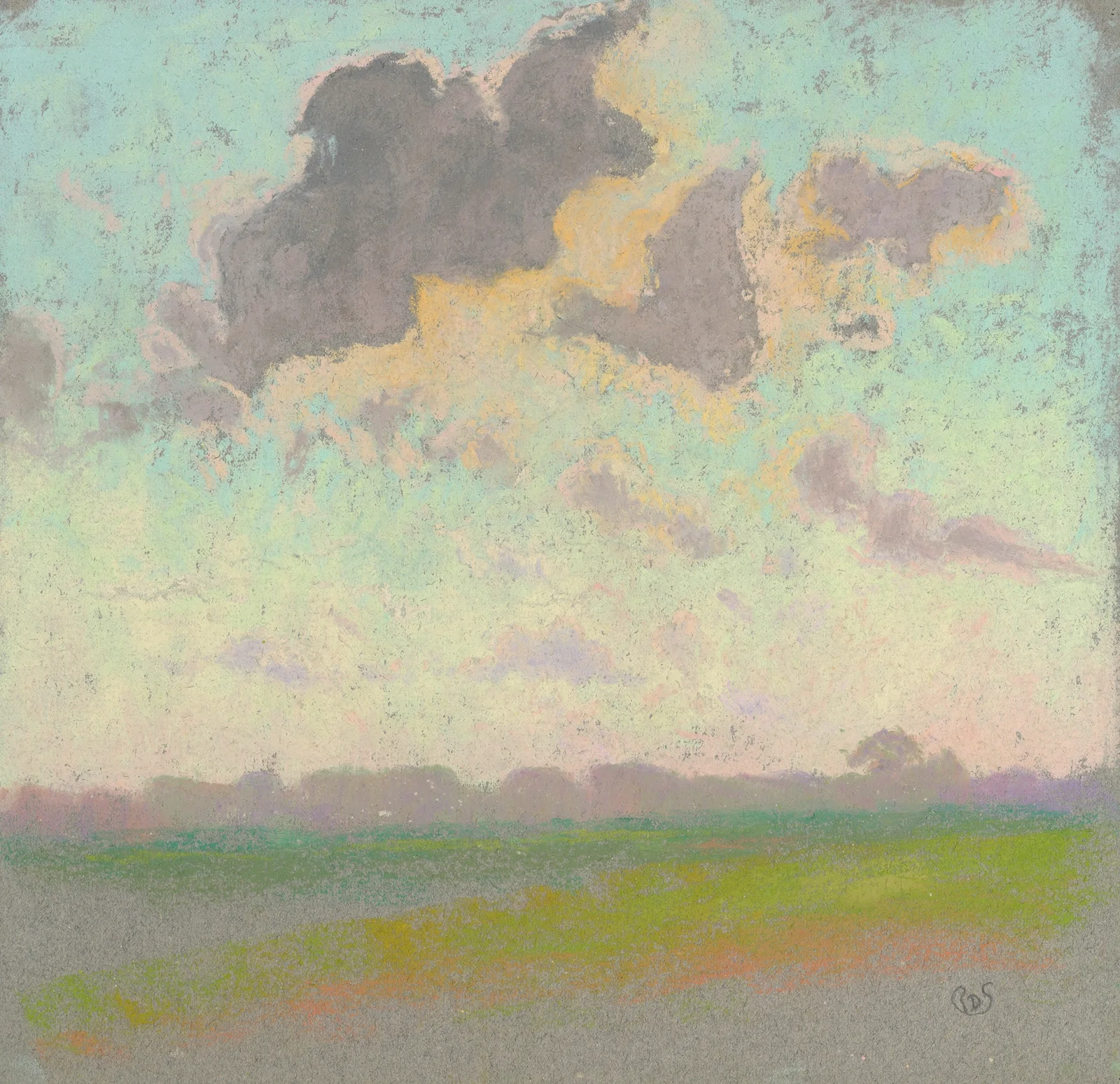 Landscape with Grey Clouds (20th century) av Rodolphe De Saegher