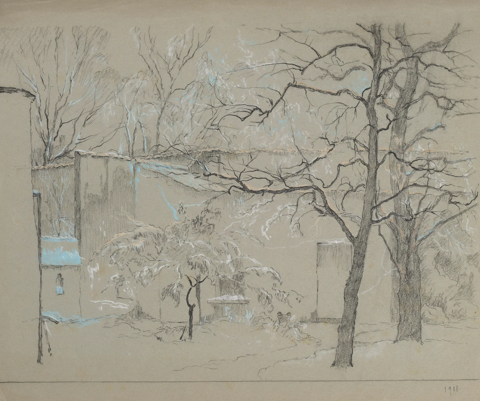 The Garden in Winter, 1918 av Rodolphe De Saegher