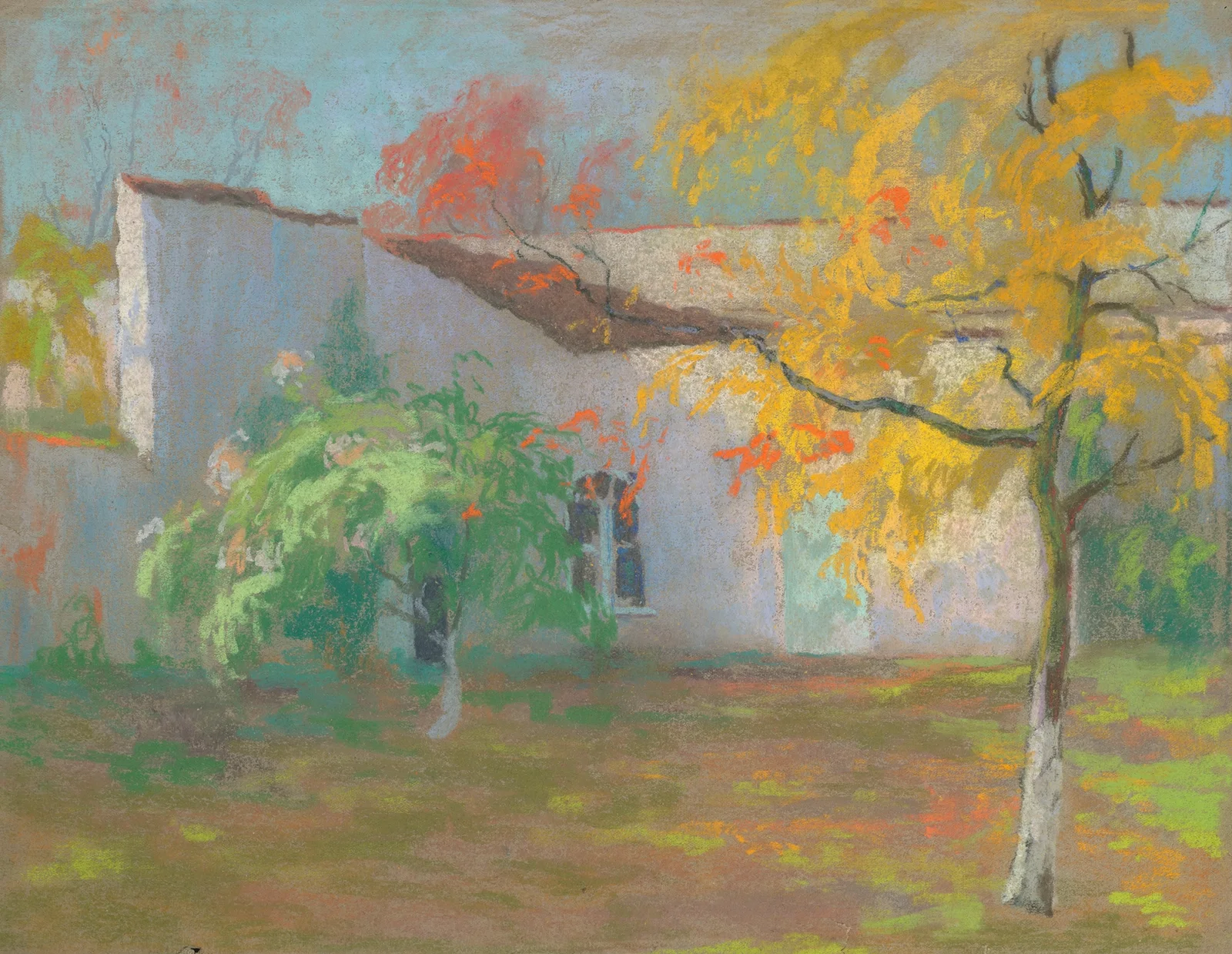 White house with trees av Rodolphe De Saegher