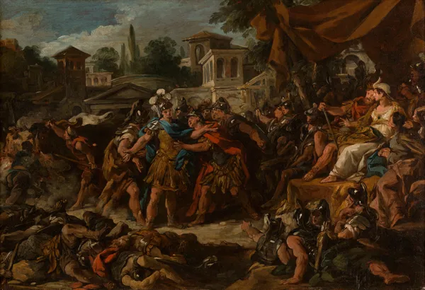 Le Combat des soldats nés des dents du serpent av Jean-François de Troy