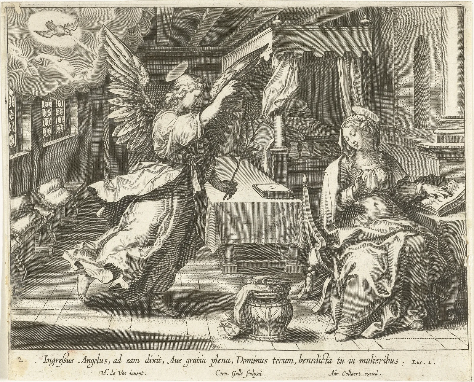 Annunciation av Maerten De Vos