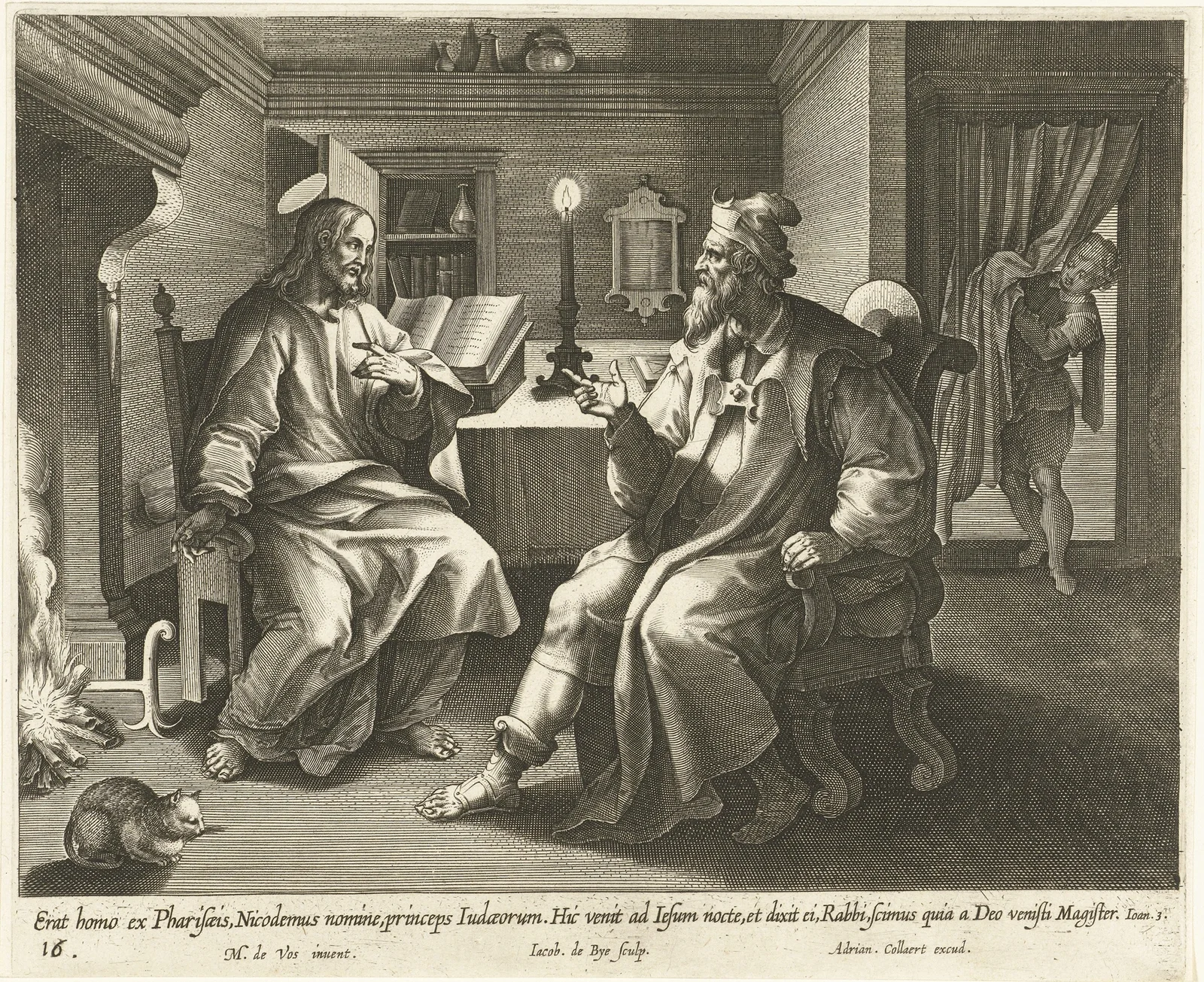 Conversation with Nicodemus av Maerten De Vos
