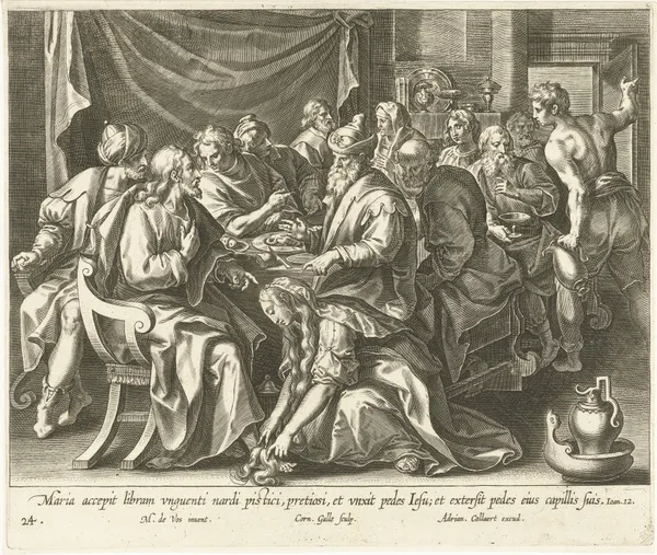 Mary Magdalene Washes the Feet of Christ av Maerten De Vos