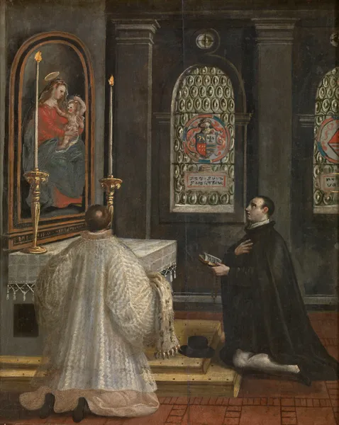Saint Didacus of Alcalá at Prayers av Maerten De Vos
