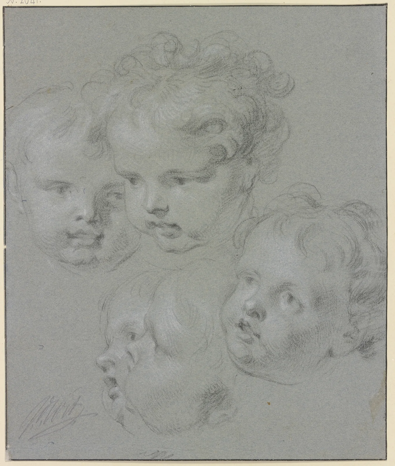 Five child’s heads av Jacob de Wit
