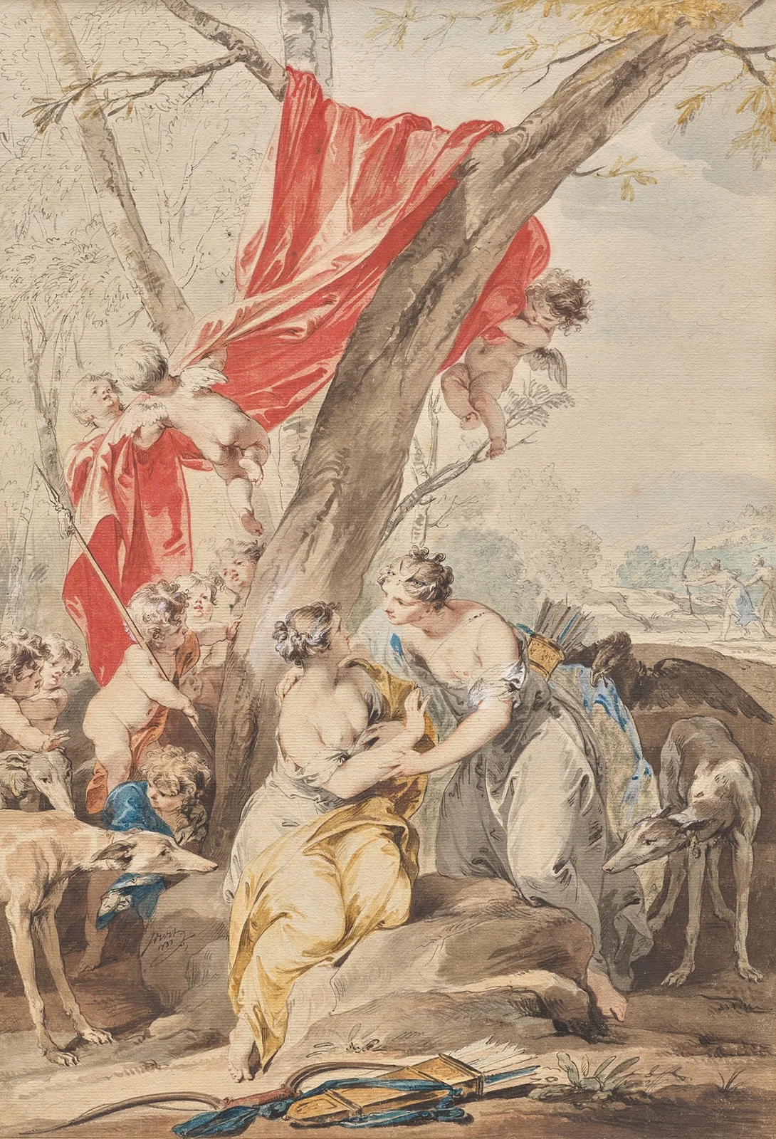Jupiter (in the guise of Diana) and Callisto av Jacob de Wit