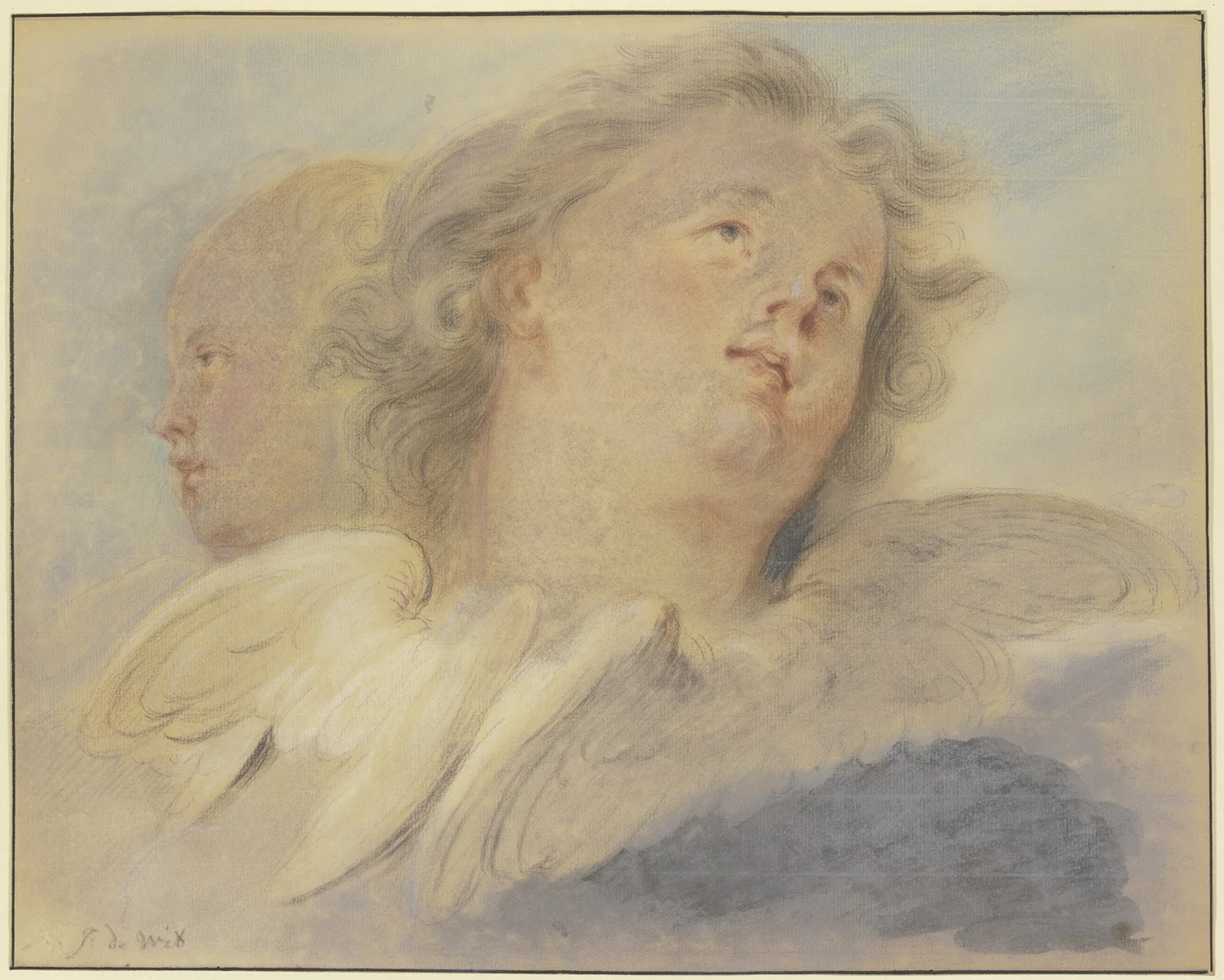 Two angel heads, av Jacob de Wit