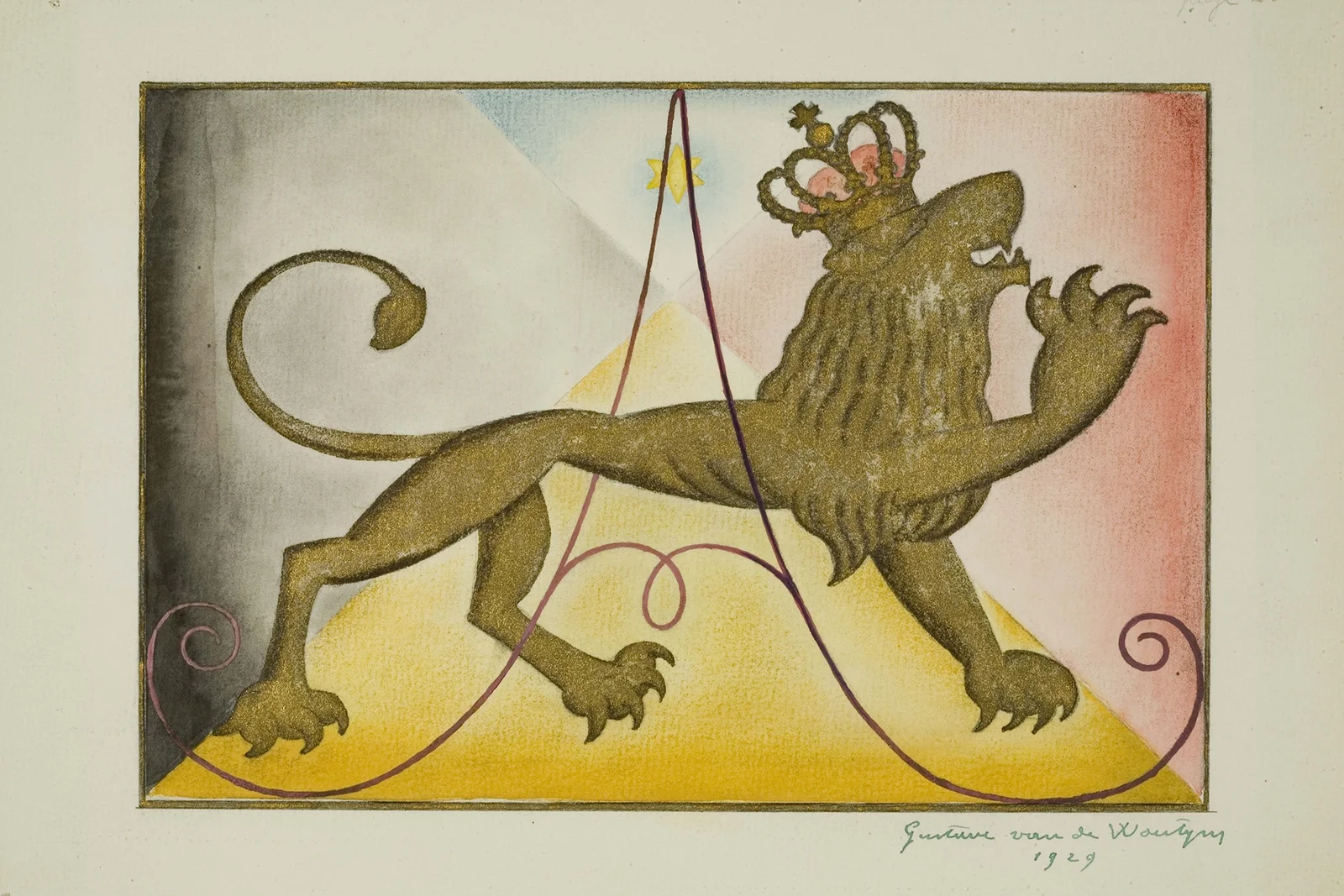 Crowned Lion av Gustave Van de Woestijne